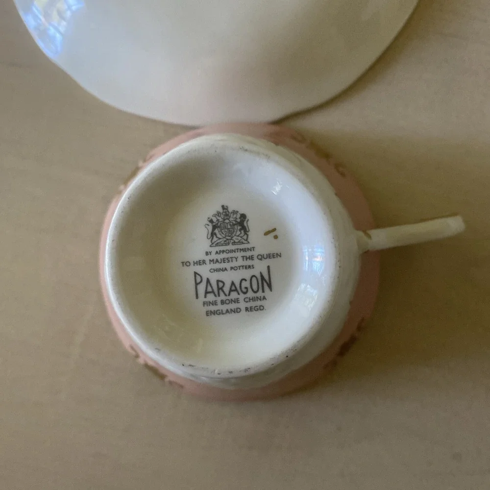 Paragon Salmon Pink Floral Tea‎ Cup with Saucer